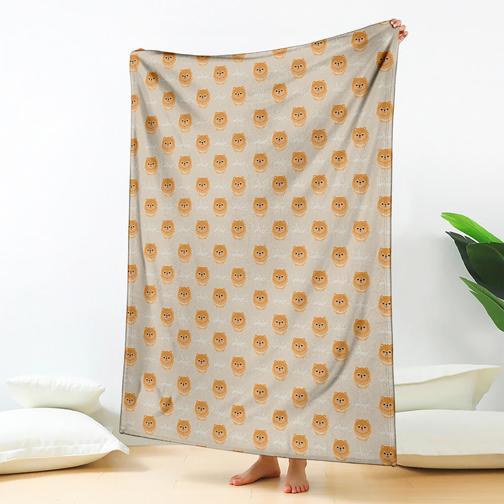 Little Pomeranian Pattern Print Blanket