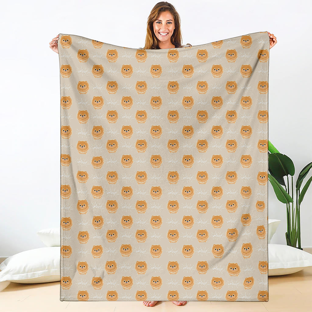 Little Pomeranian Pattern Print Blanket