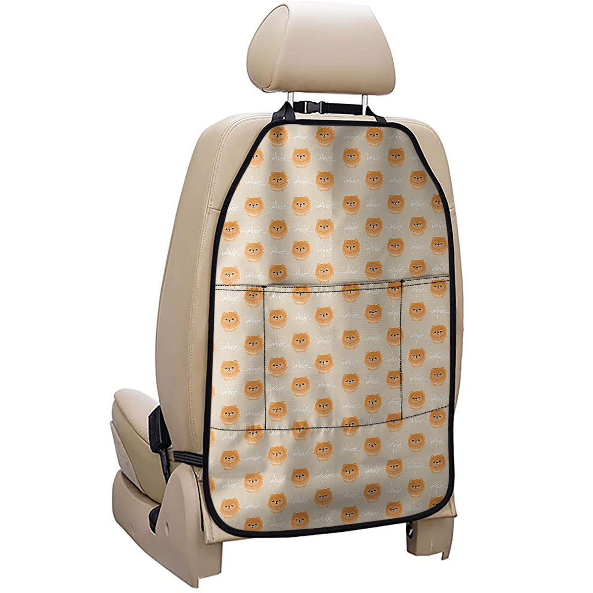 Little Pomeranian Pattern Print Car Seat Organizers