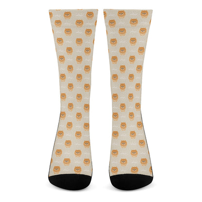Little Pomeranian Pattern Print Crew Socks