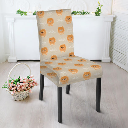 Little Pomeranian Pattern Print Dining Chair Slipcover