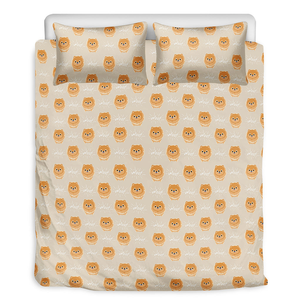 Little Pomeranian Pattern Print Duvet Cover Bedding Set