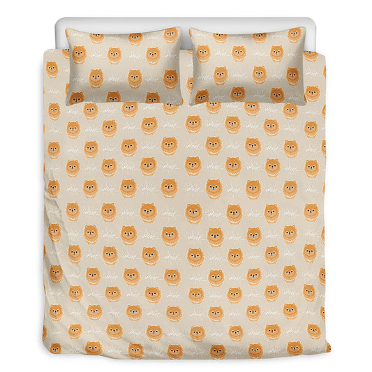 Little Pomeranian Pattern Print Duvet Cover Bedding Set