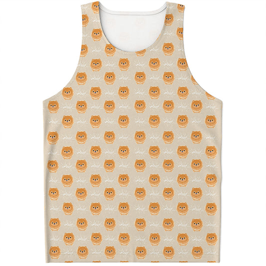 Little Pomeranian Pattern Print Men's Tank Top