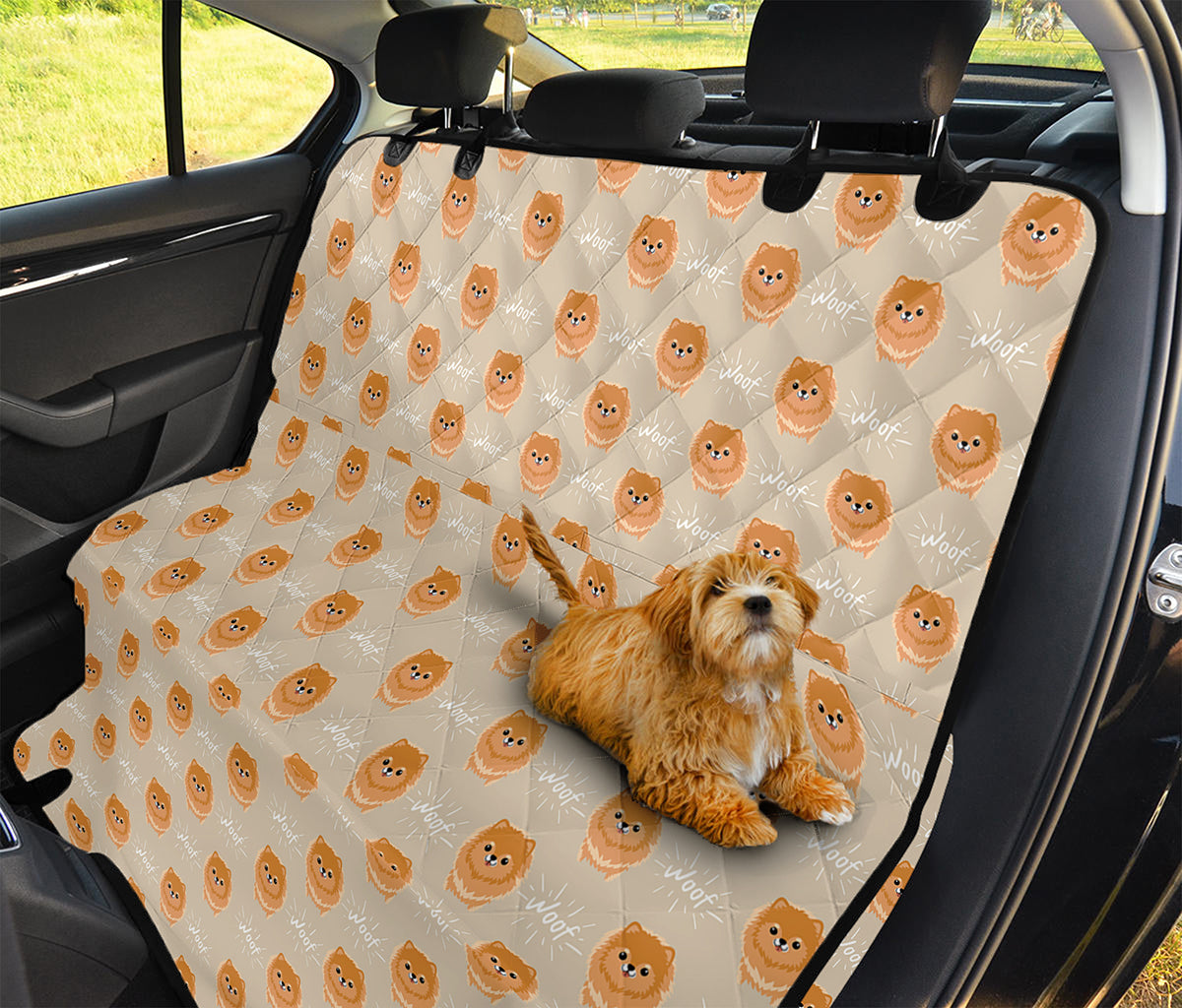 Little Pomeranian Pattern Print Pet Car Back Seat Cover