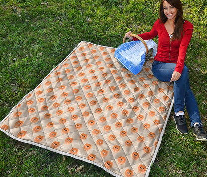 Little Pomeranian Pattern Print Quilt