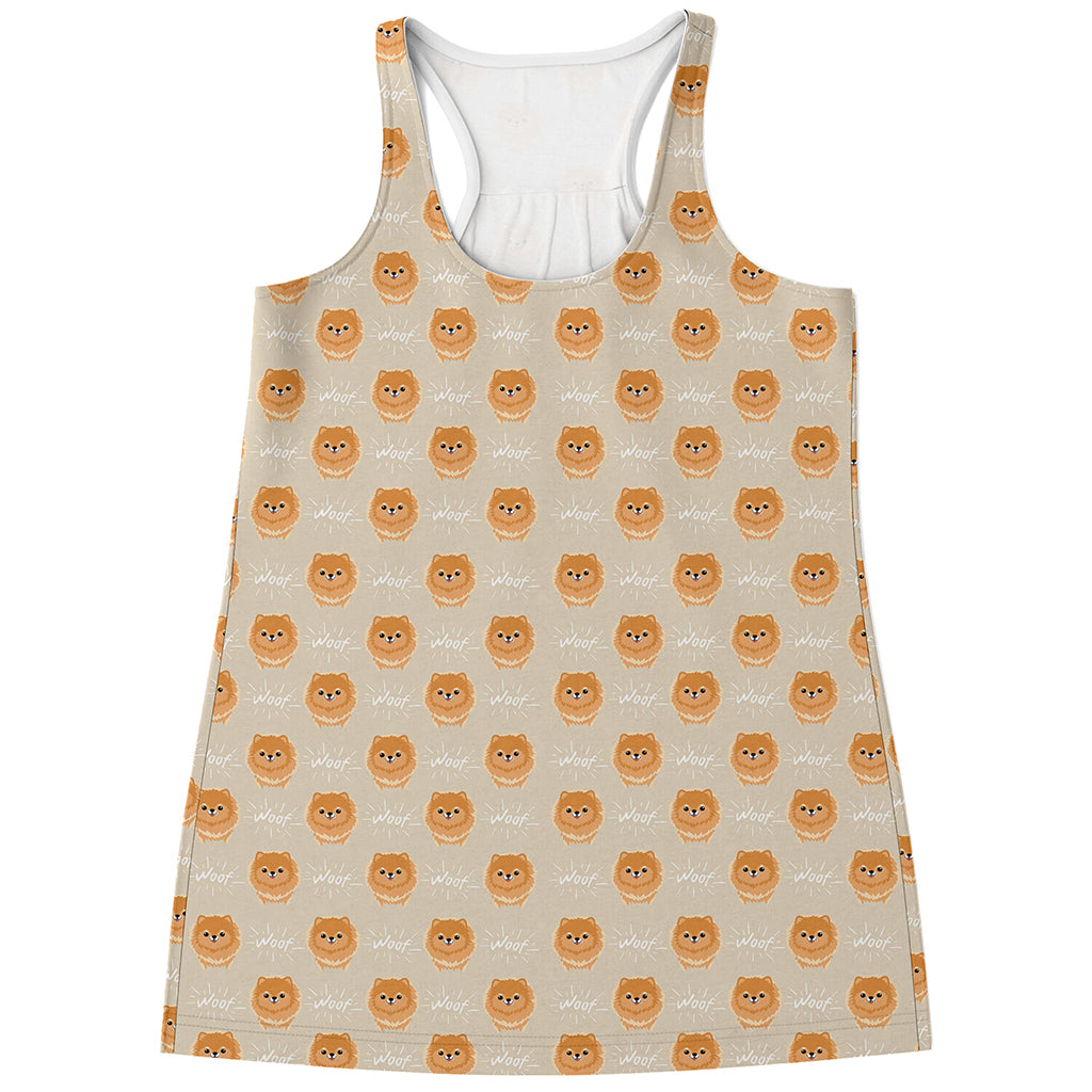 Little Pomeranian Pattern Print Women's Racerback Tank Top