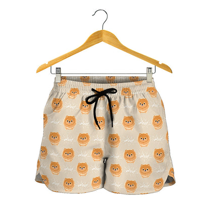 Little Pomeranian Pattern Print Women's Shorts