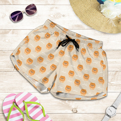Little Pomeranian Pattern Print Women's Shorts