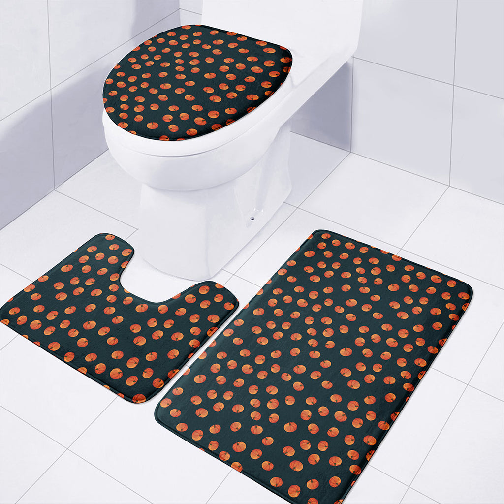Little Pumpkin Pattern Print 3 Piece Bath Mat Set