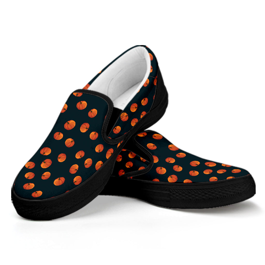 Little Pumpkin Pattern Print Black Slip On Shoes