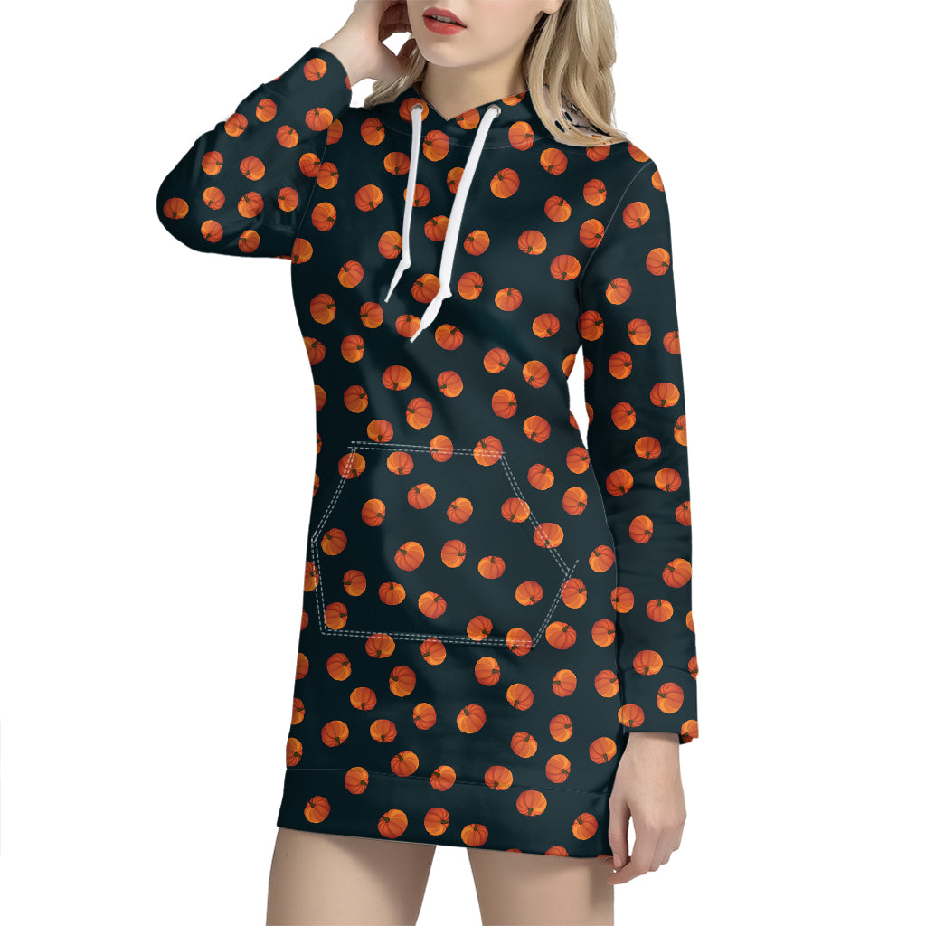 Little Pumpkin Pattern Print Hoodie Dress