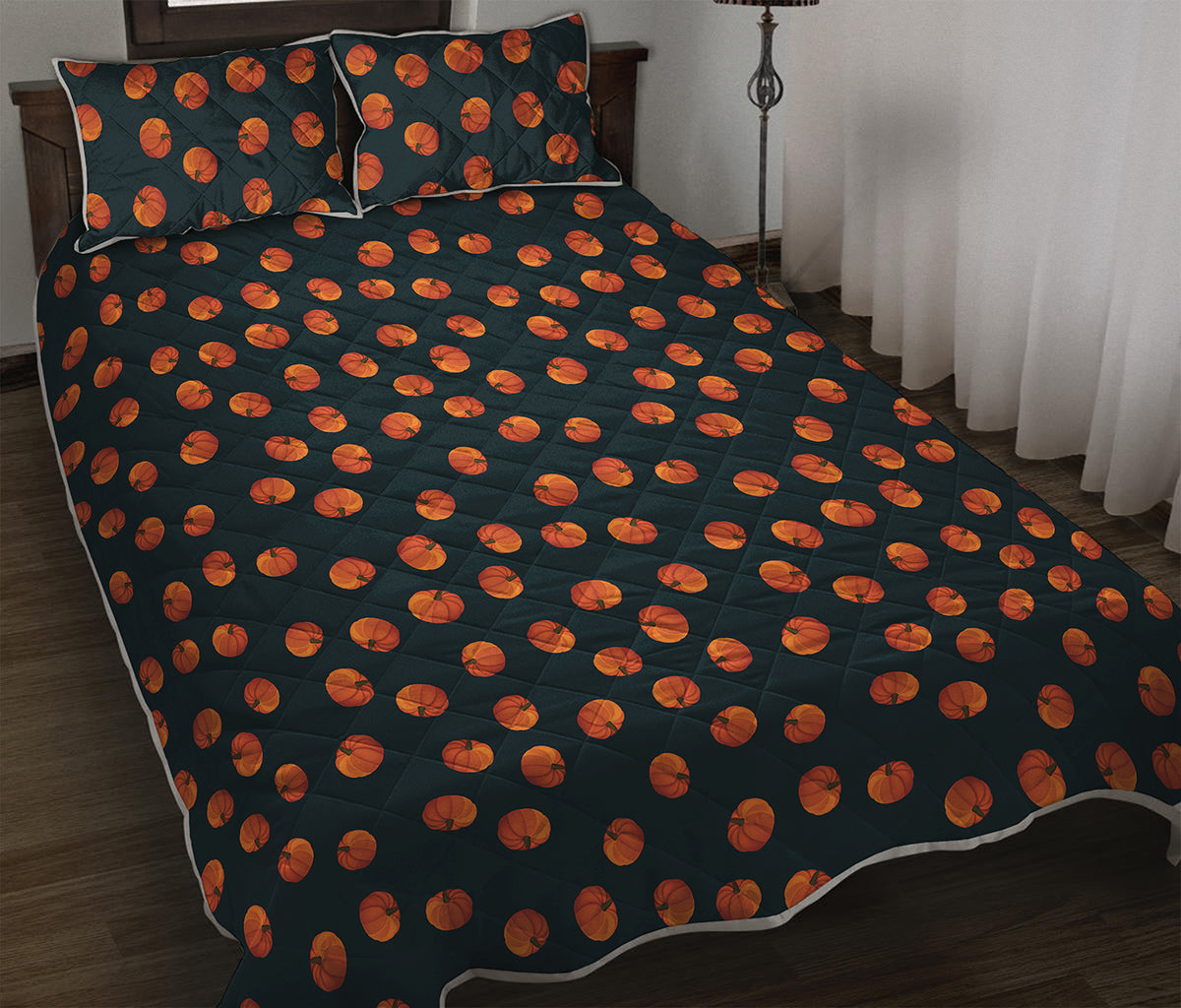 Little Pumpkin Pattern Print Quilt Bed Set