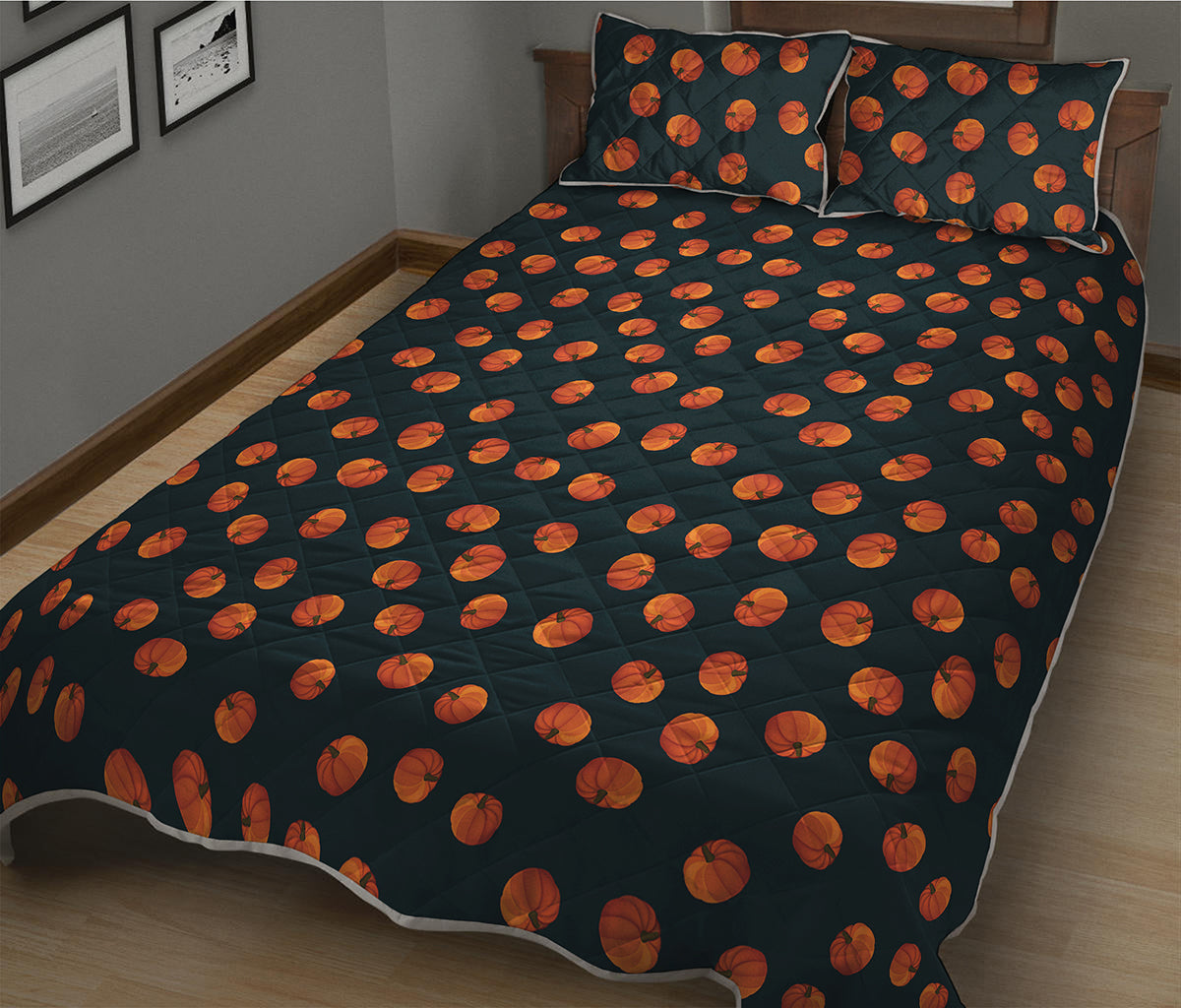 Little Pumpkin Pattern Print Quilt Bed Set