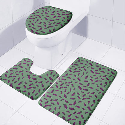 Little Purple Eggplant Pattern Print 3 Piece Bath Mat Set