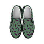 Little Purple Eggplant Pattern Print Black Slip On Shoes