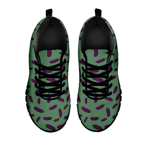 Little Purple Eggplant Pattern Print Black Sneakers