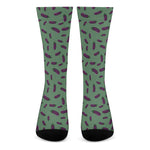 Little Purple Eggplant Pattern Print Crew Socks