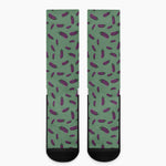 Little Purple Eggplant Pattern Print Crew Socks
