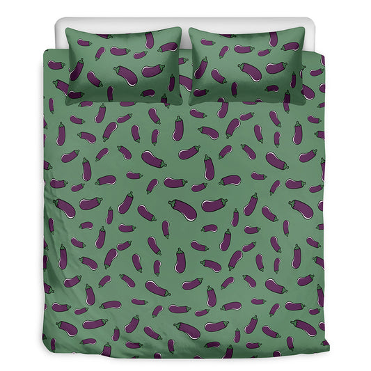 Little Purple Eggplant Pattern Print Duvet Cover Bedding Set