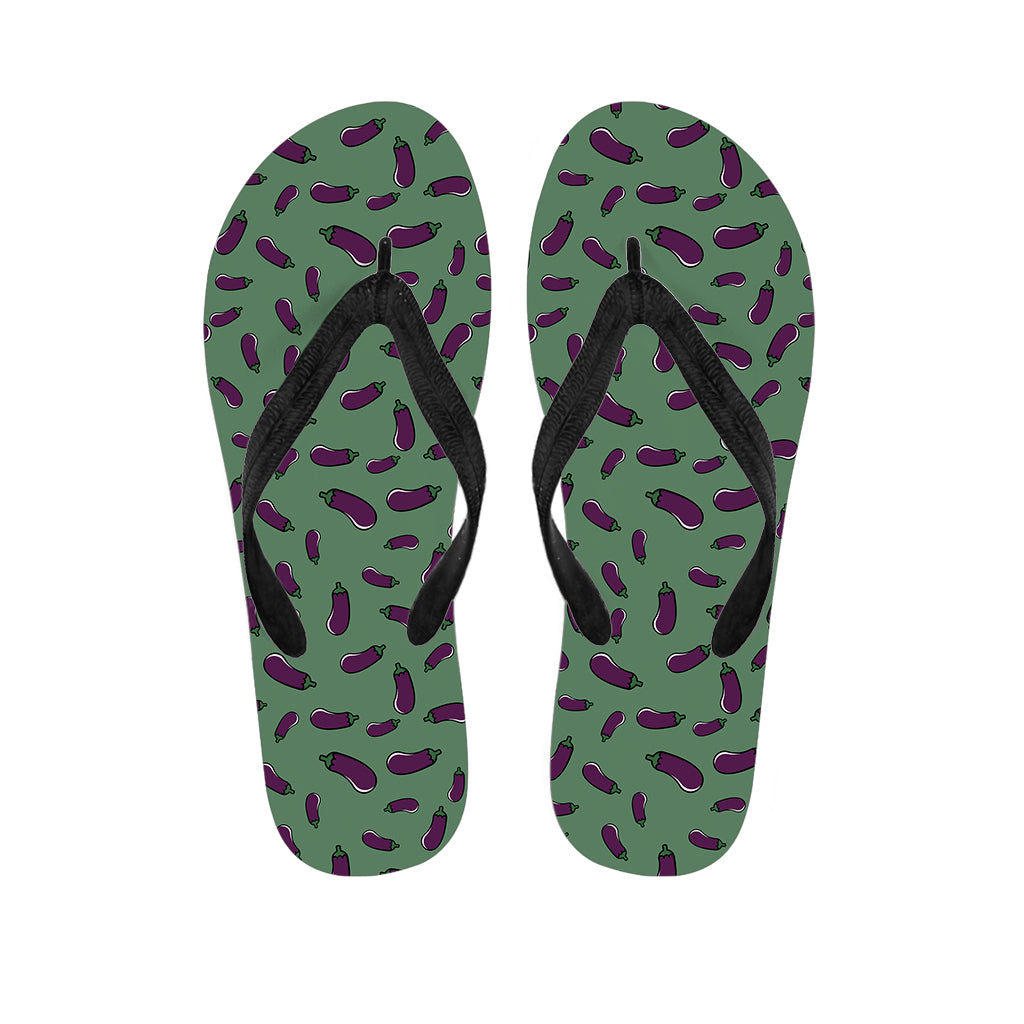 Little Purple Eggplant Pattern Print Flip Flops