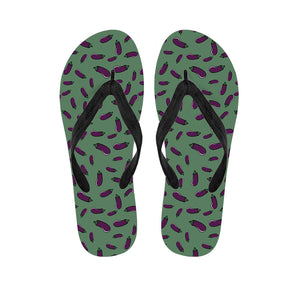 Little Purple Eggplant Pattern Print Flip Flops