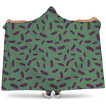 Little Purple Eggplant Pattern Print Hooded Blanket