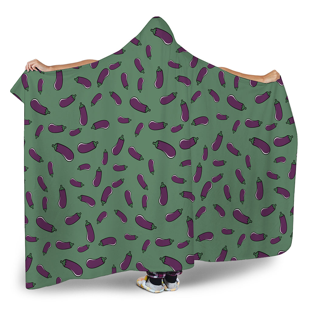 Little Purple Eggplant Pattern Print Hooded Blanket