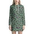 Little Purple Eggplant Pattern Print Pullover Hoodie Dress