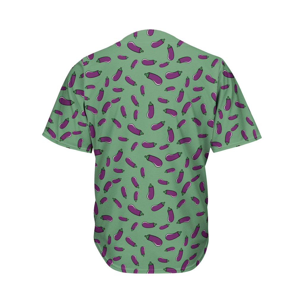 Little Purple Eggplant Pattern Print Men's Baseball Jersey