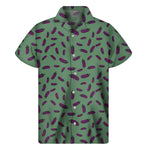 Little Purple Eggplant Pattern Print Men's Short Sleeve Shirt