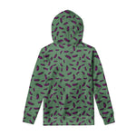 Little Purple Eggplant Pattern Print Pullover Hoodie