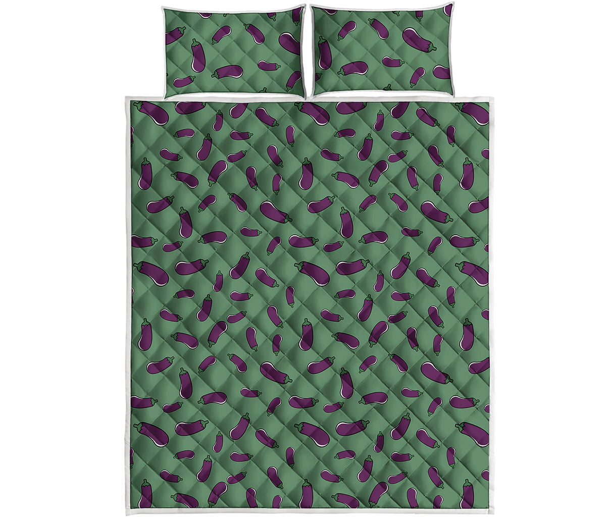 Little Purple Eggplant Pattern Print Quilt Bed Set