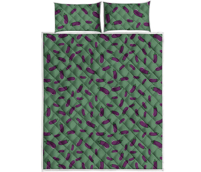 Little Purple Eggplant Pattern Print Quilt Bed Set