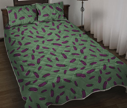 Little Purple Eggplant Pattern Print Quilt Bed Set