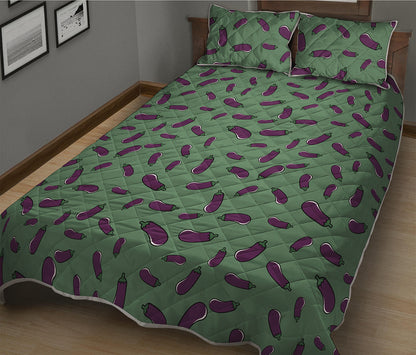 Little Purple Eggplant Pattern Print Quilt Bed Set