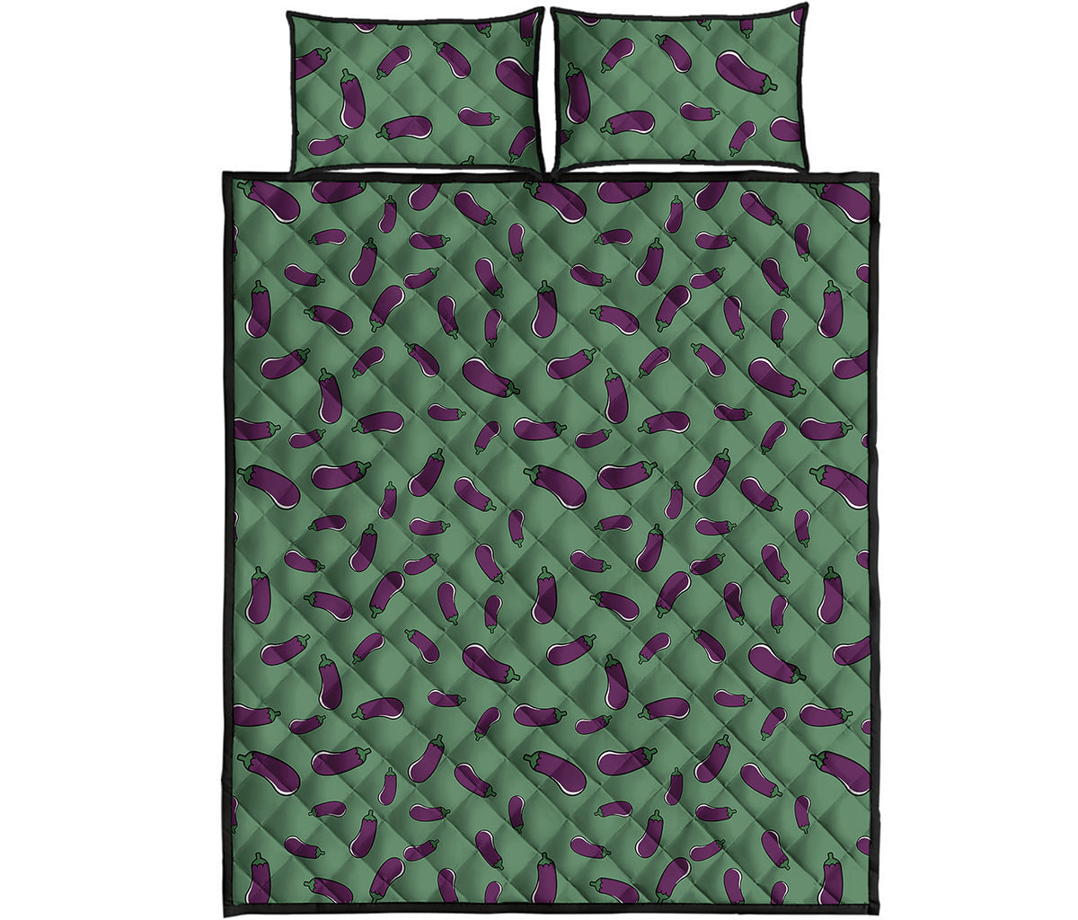 Little Purple Eggplant Pattern Print Quilt Bed Set