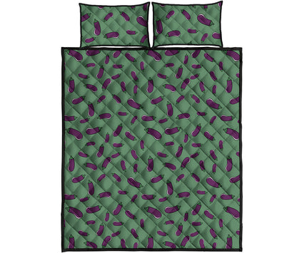 Little Purple Eggplant Pattern Print Quilt Bed Set