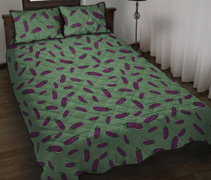 Little Purple Eggplant Pattern Print Quilt Bed Set
