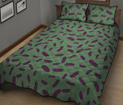 Little Purple Eggplant Pattern Print Quilt Bed Set