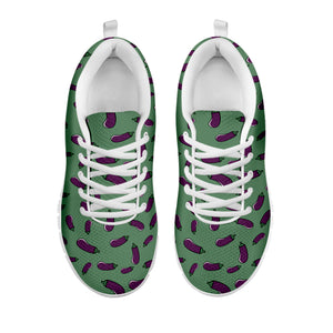 Little Purple Eggplant Pattern Print White Sneakers