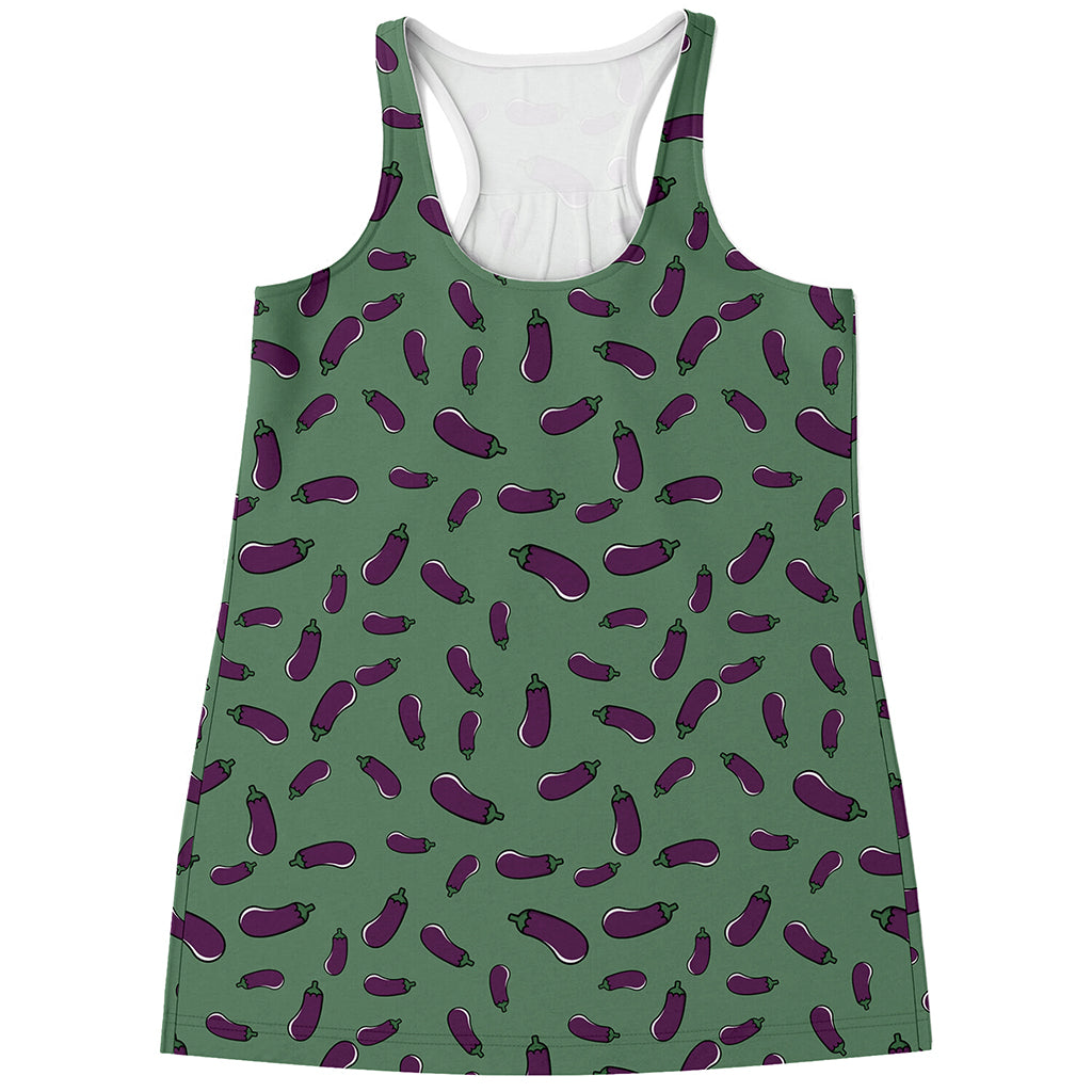 Little Purple Eggplant Pattern Print Women's Racerback Tank Top