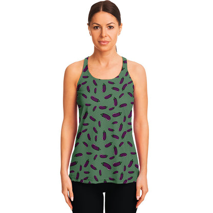 Little Purple Eggplant Pattern Print Women's Racerback Tank Top
