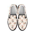 Little Rat Pattern Print Black Slip On Shoes