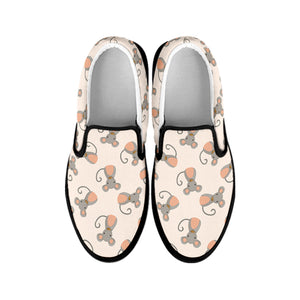 Little Rat Pattern Print Black Slip On Shoes