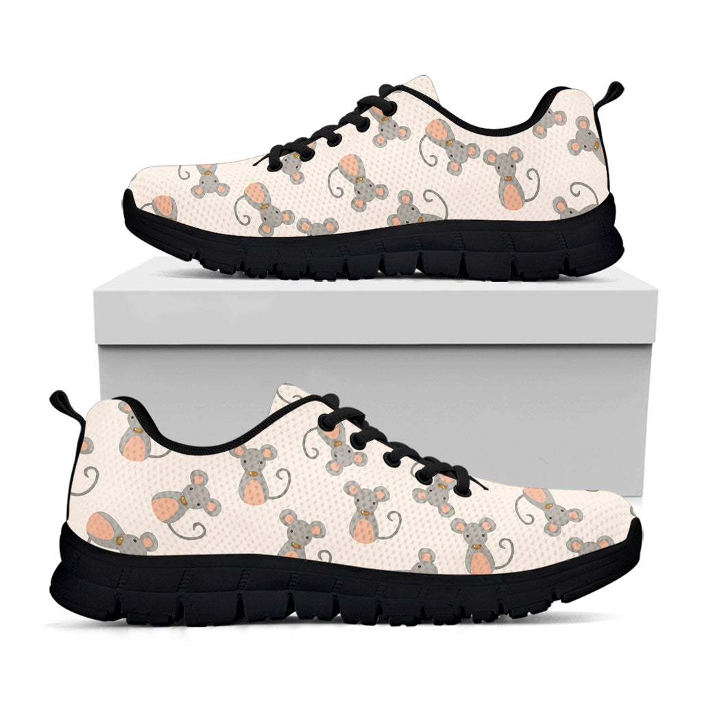 Little Rat Pattern Print Black Sneakers