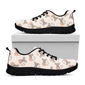 Little Rat Pattern Print Black Sneakers