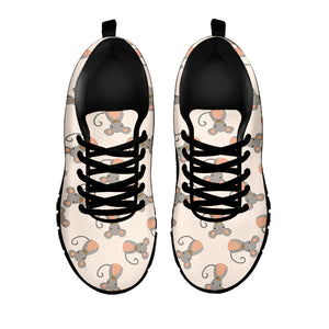 Little Rat Pattern Print Black Sneakers