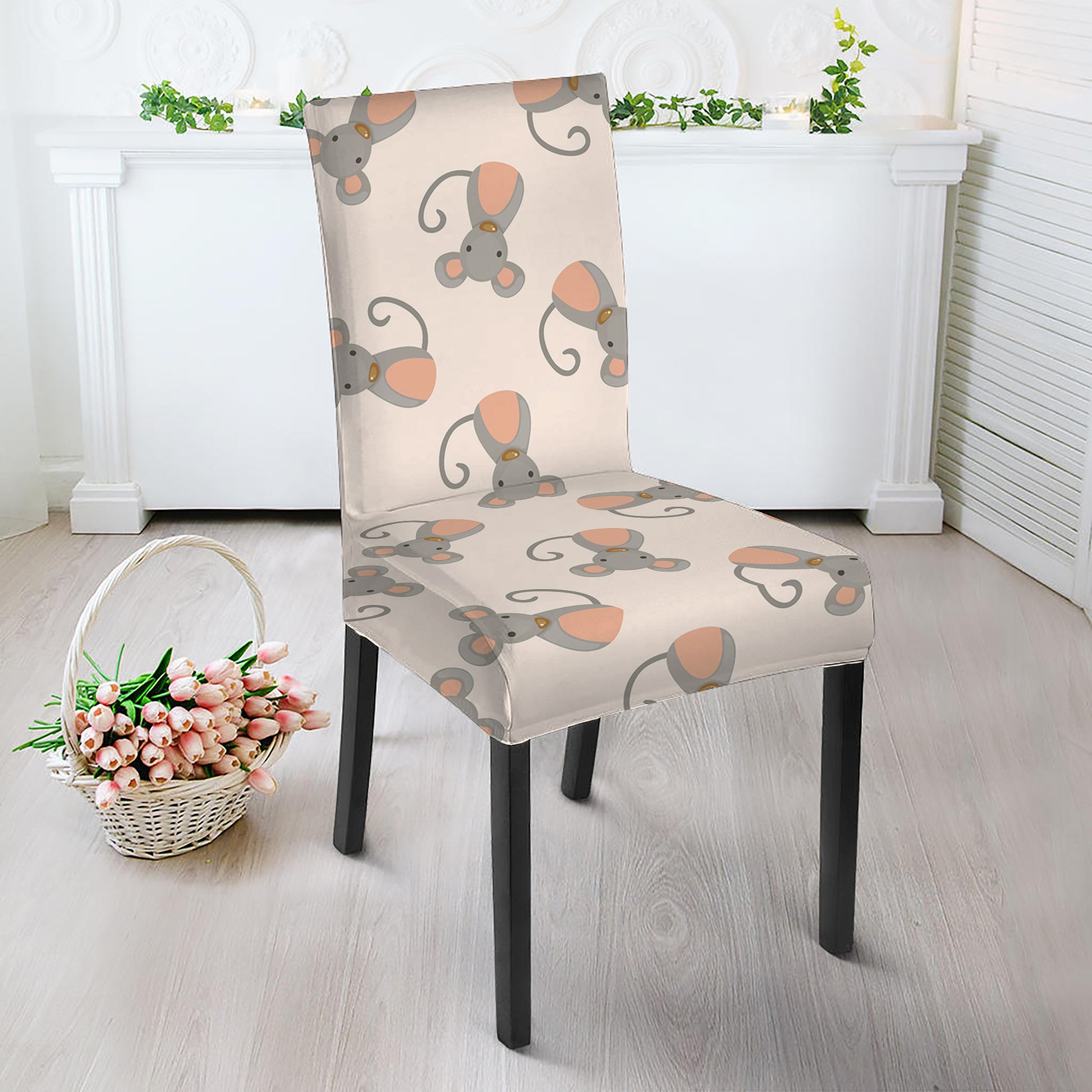 Little Rat Pattern Print Dining Chair Slipcover