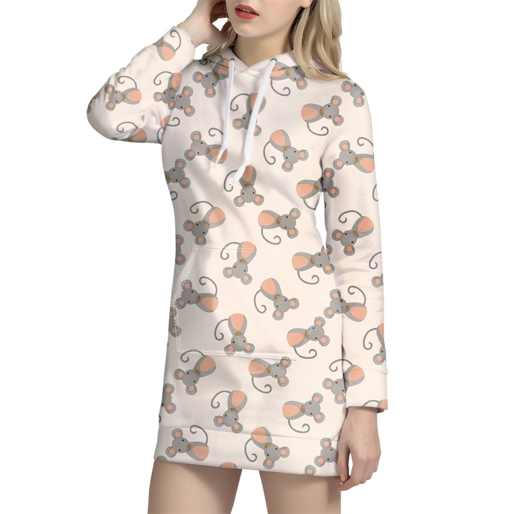 Little Rat Pattern Print Hoodie Dress